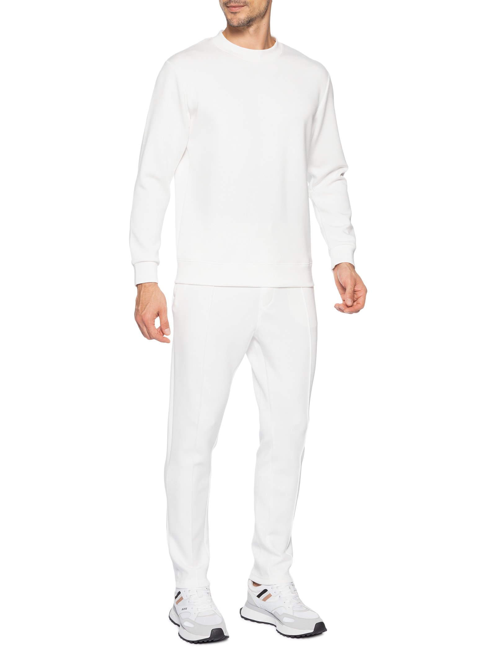Conjunto Masculino de Moletom Gola Careca Branco '2 Essential