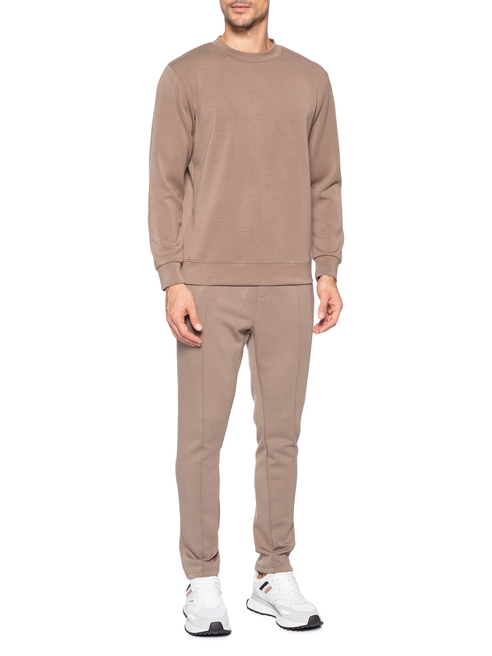 Conjunto Masculino de Moletom Gola Careca Marrom '2 Essential