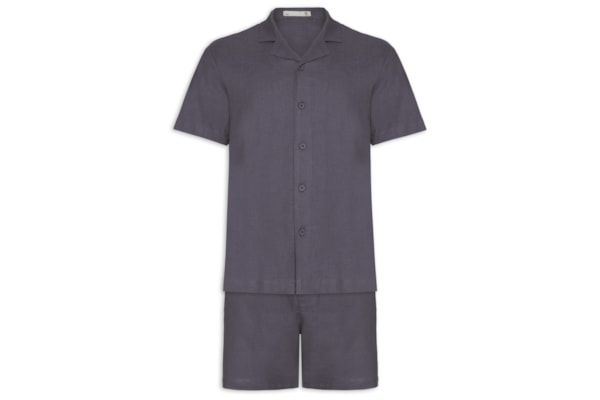 Conjunto Masculino Em Linho Misto - Azul