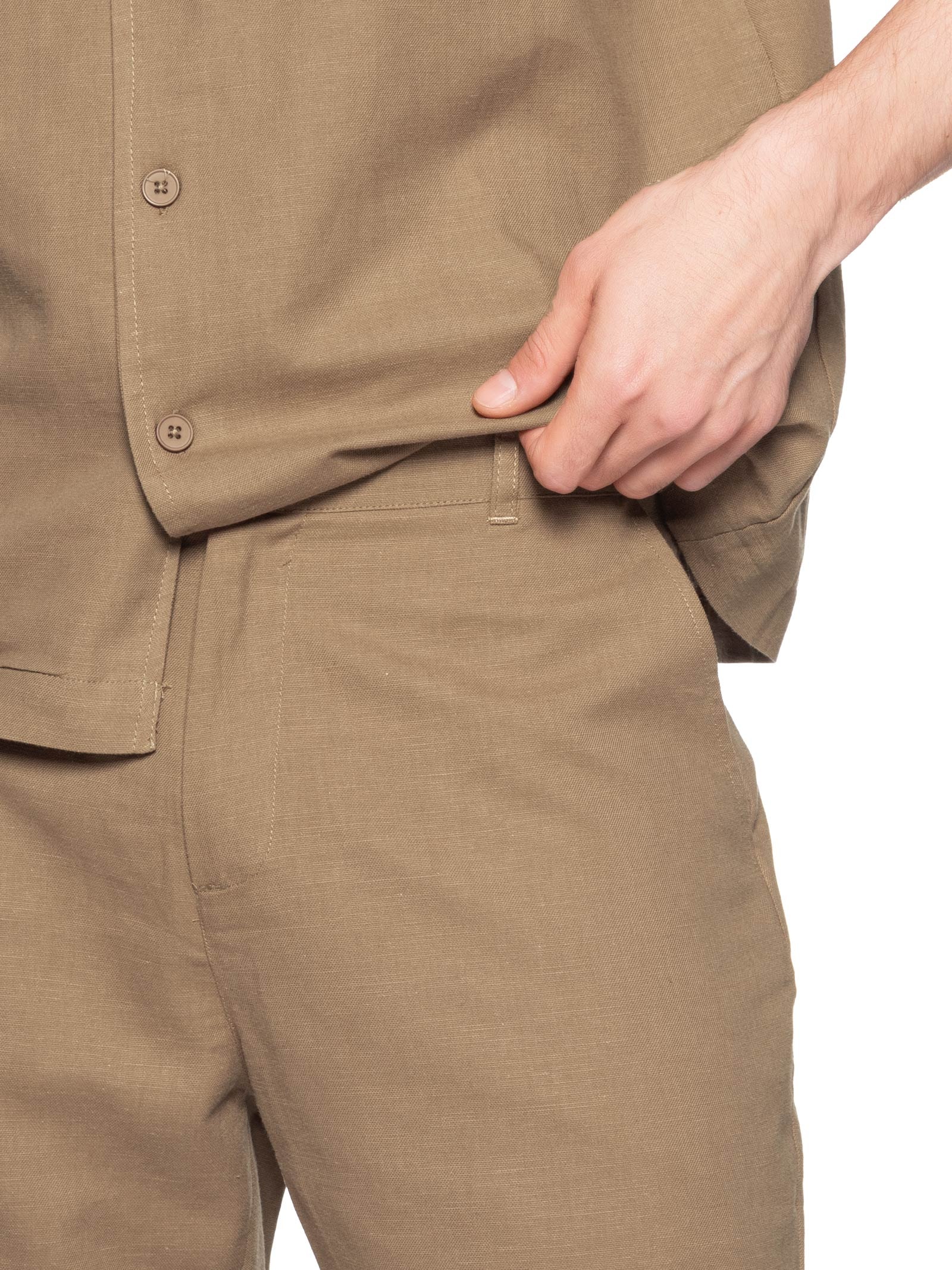 Conjunto Masculino Em Linho Misto Bege '2 Essential