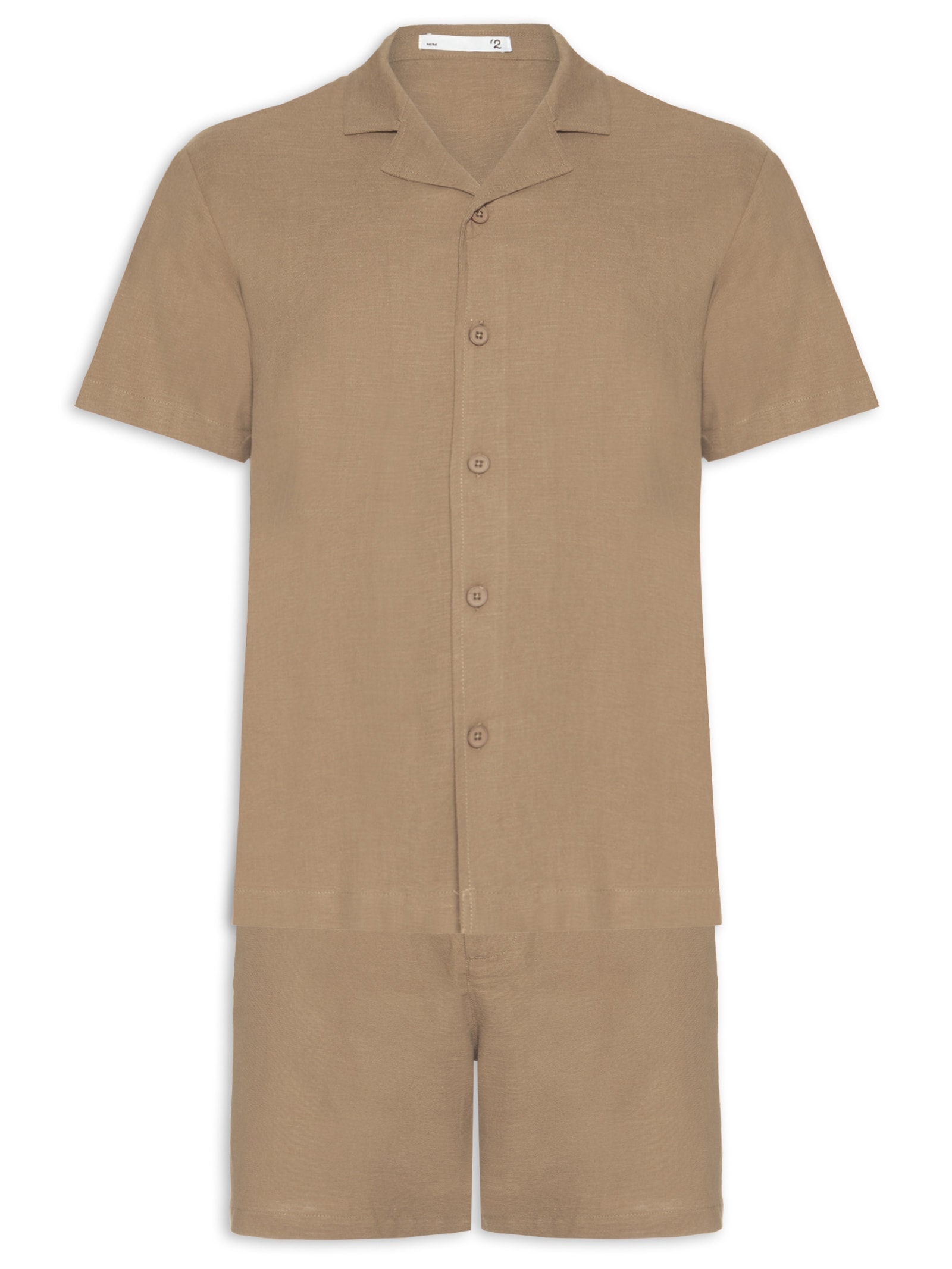 Conjunto Masculino Em Linho Misto Bege '2 Essential