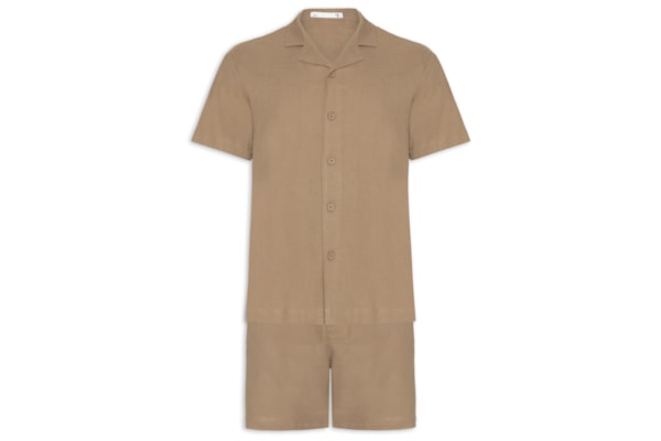 Conjunto Masculino Em Linho Misto - Bege