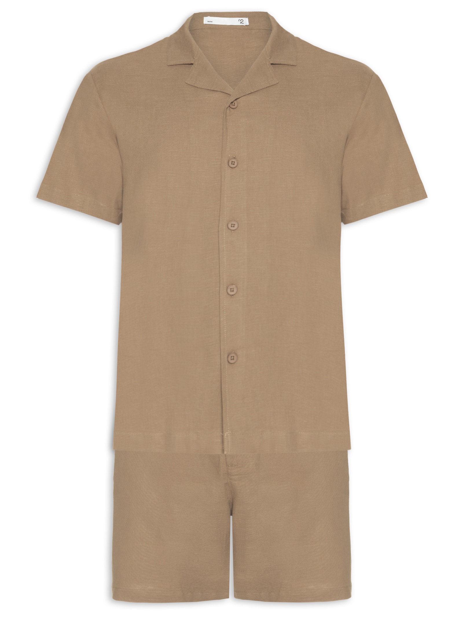 Conjunto Masculino Em Linho Misto Bege '2 Essential