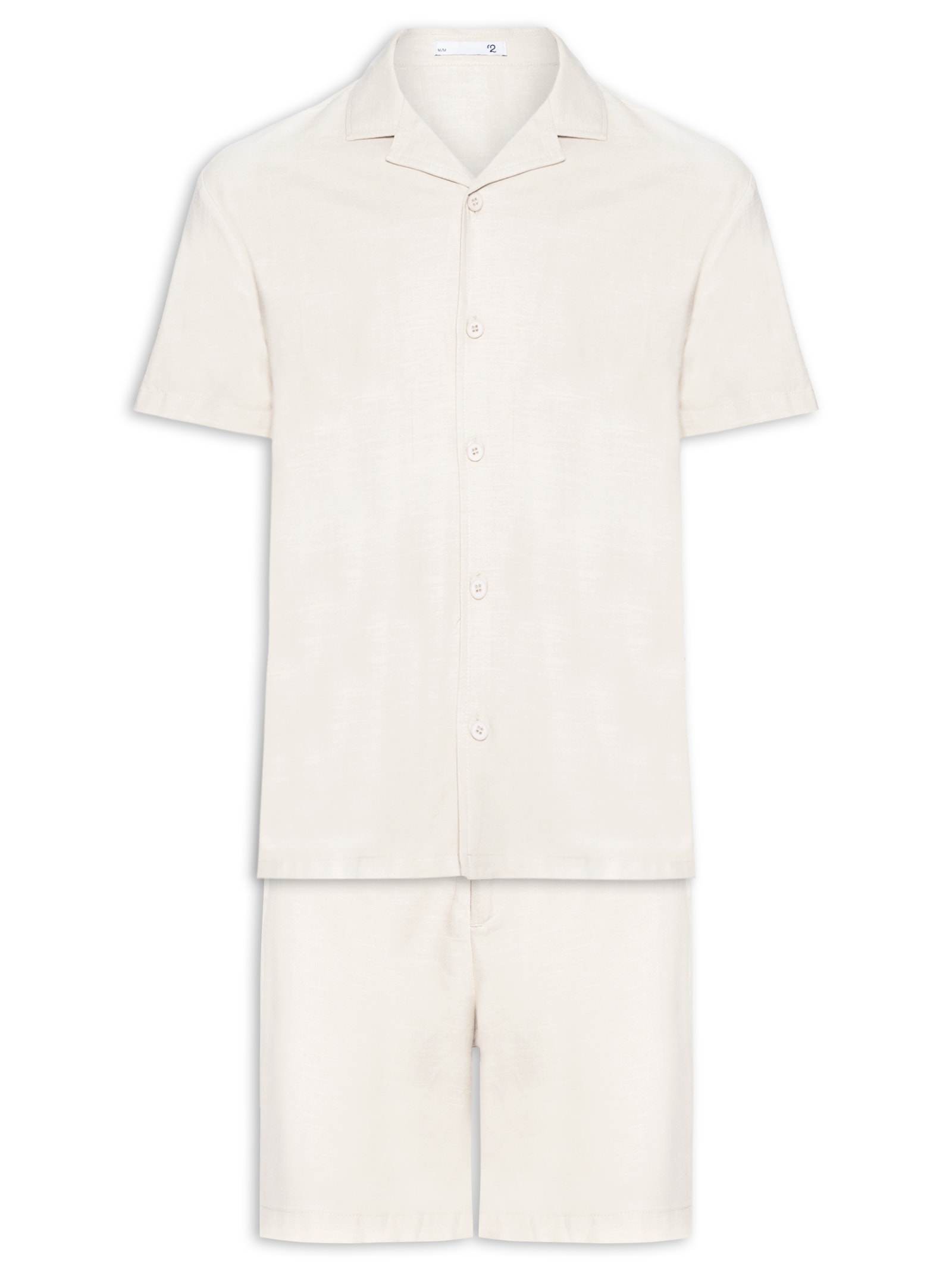 Conjunto Masculino Em Linho Misto Bege '2 Essential