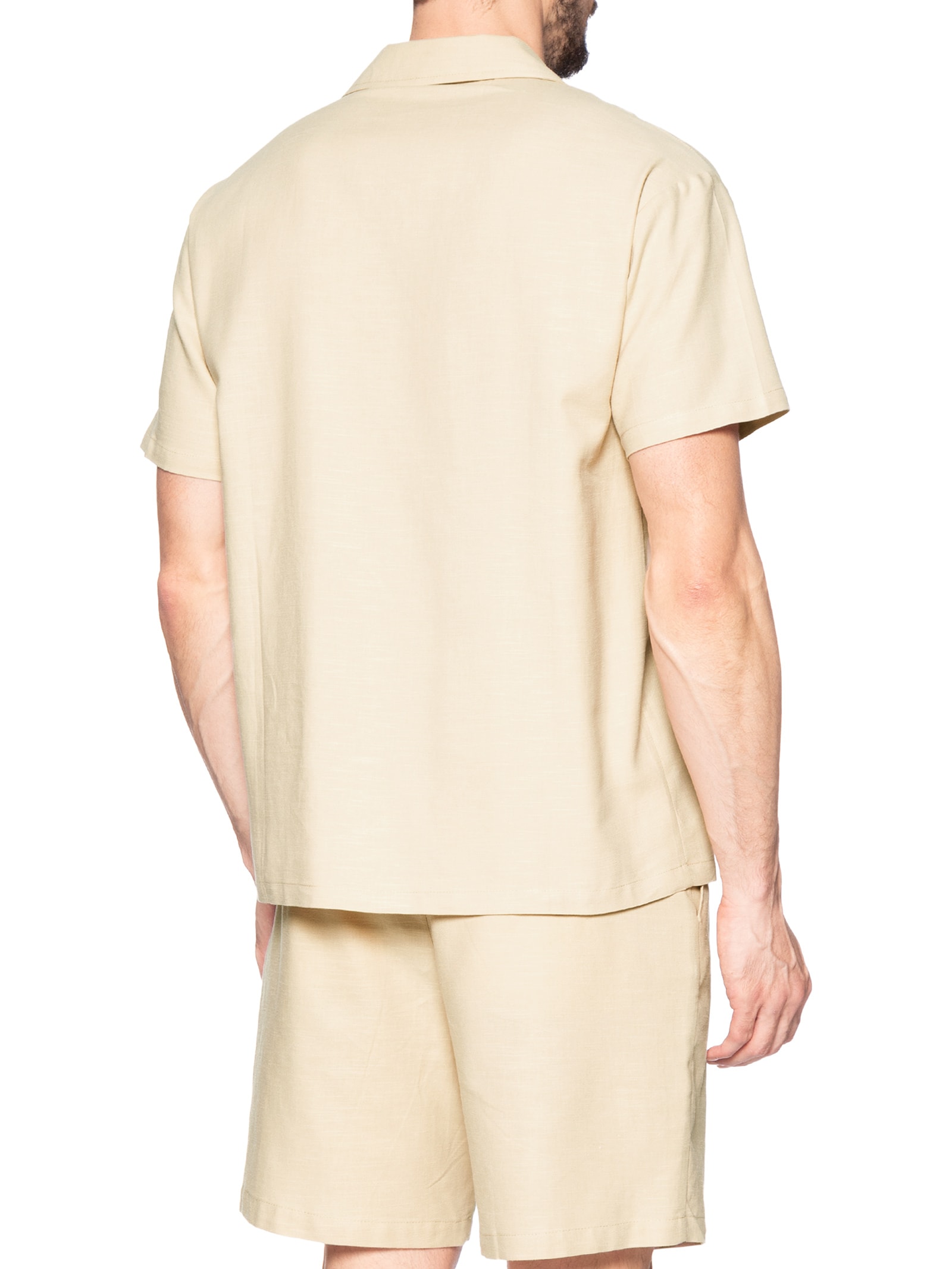 Conjunto Masculino Em Linho Misto Bege '2 Essential