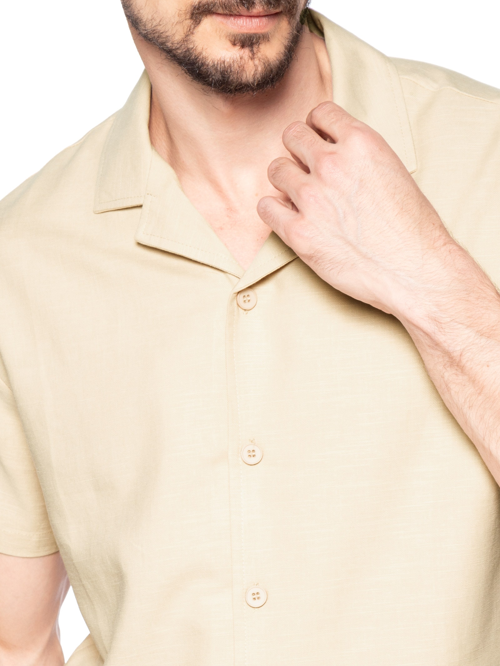 Conjunto Masculino Em Linho Misto Bege '2 Essential