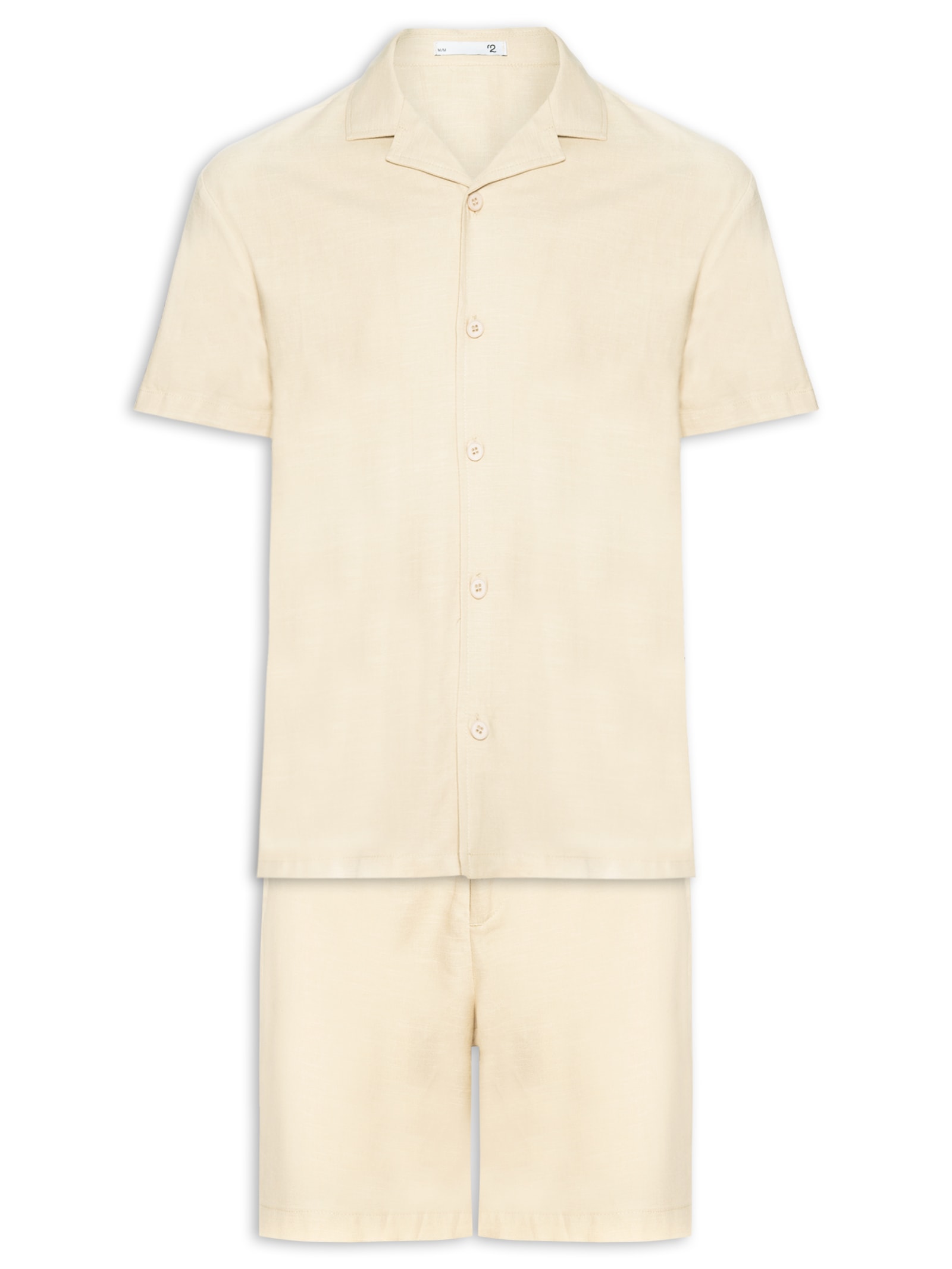 Conjunto Masculino Em Linho Misto Bege '2 Essential
