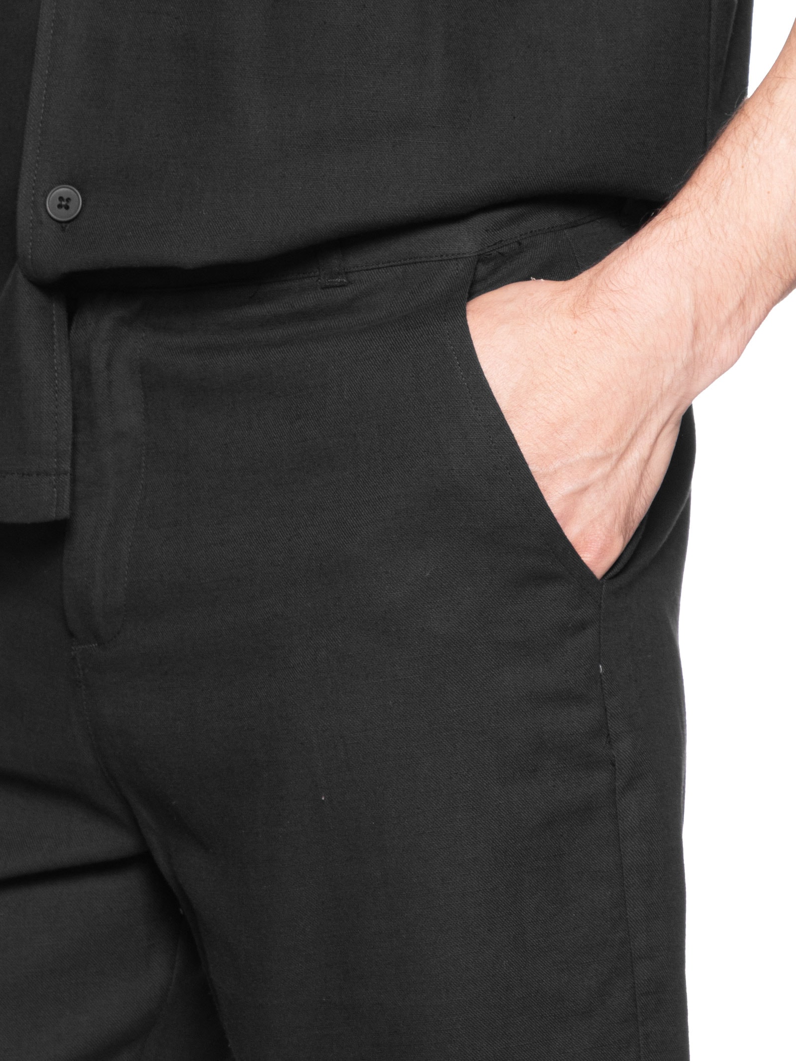 Conjunto Masculino Em Linho Misto Preto '2 Essential