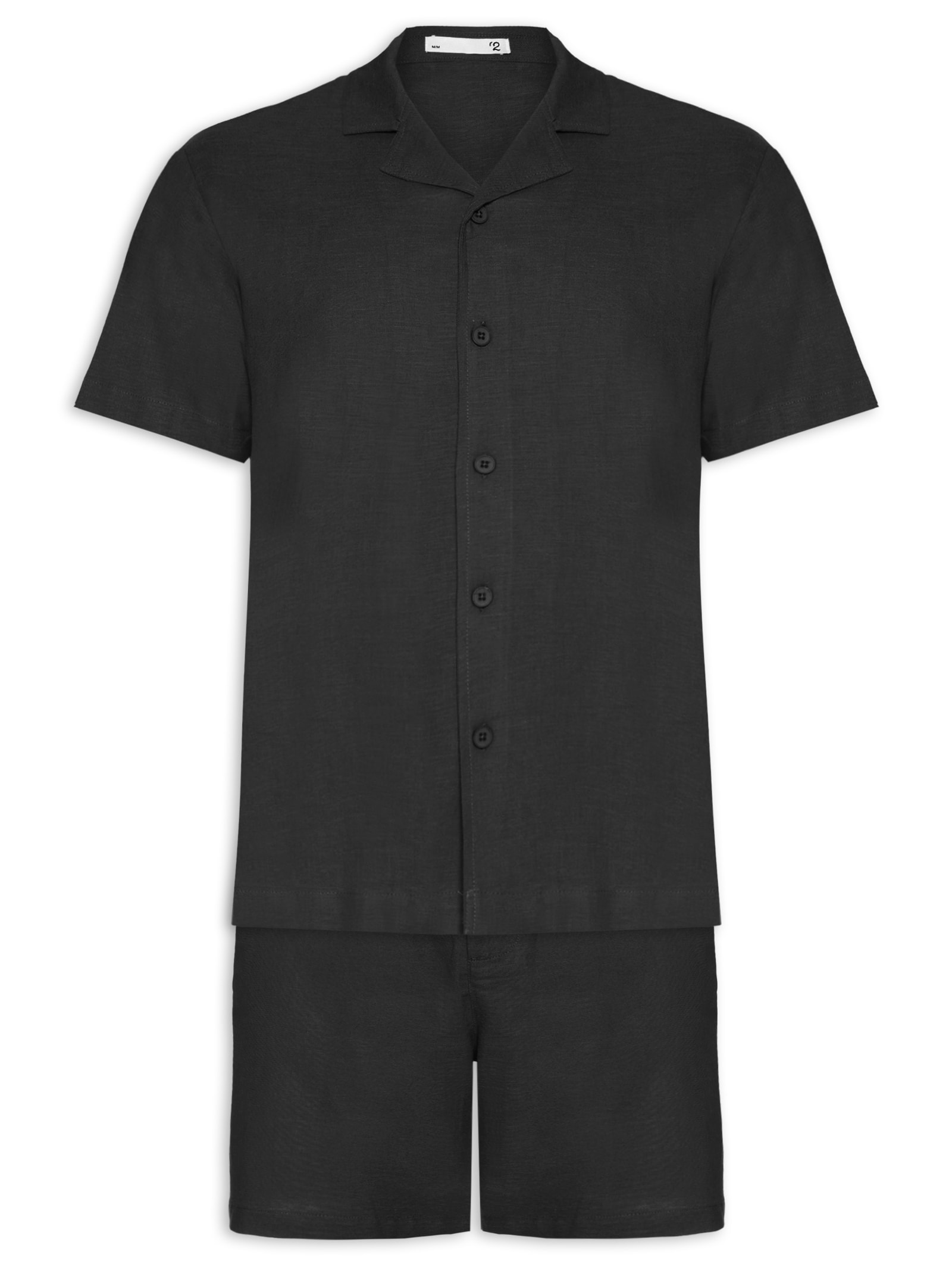 Conjunto Masculino Em Linho Misto Preto '2 Essential