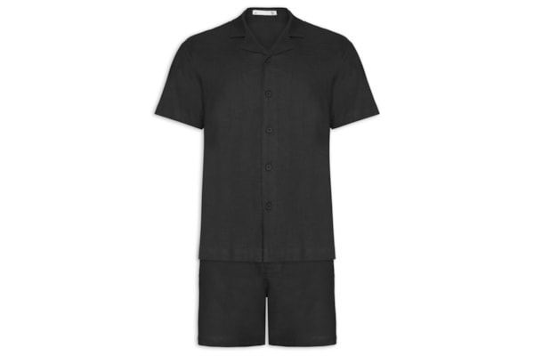 Conjunto Masculino Em Linho Misto - Preto