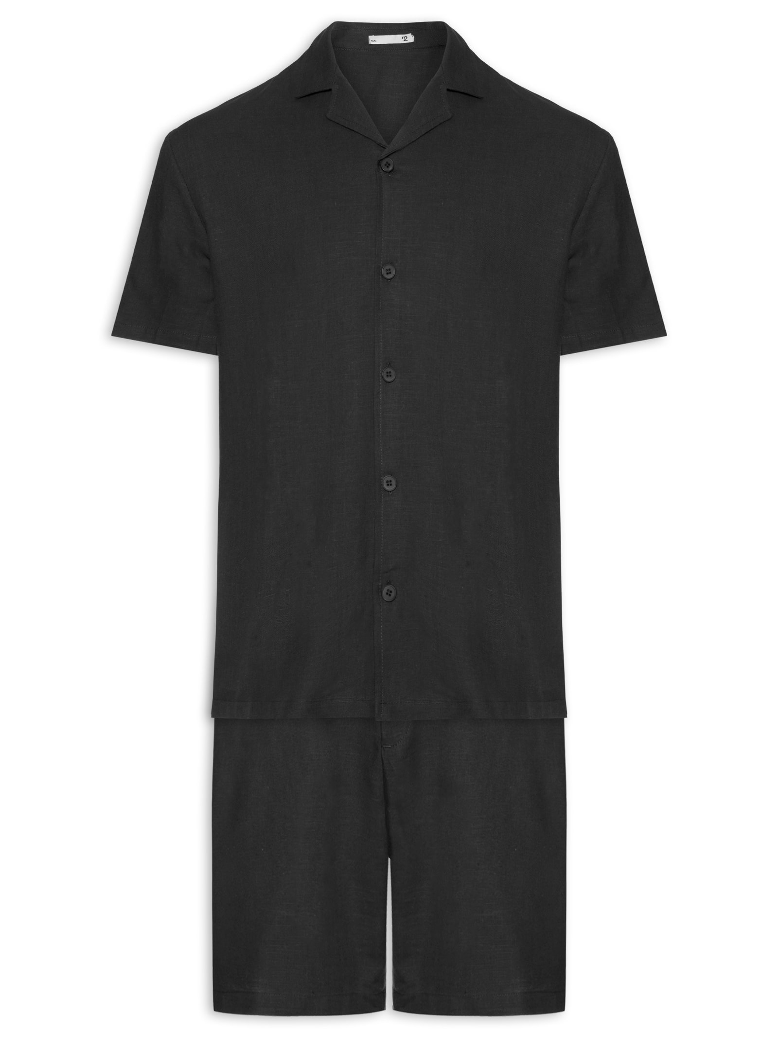 Conjunto Masculino Em Linho Misto Preto '2 Essential