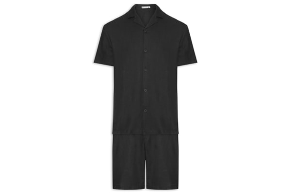 Conjunto Masculino Em Linho Misto - Preto