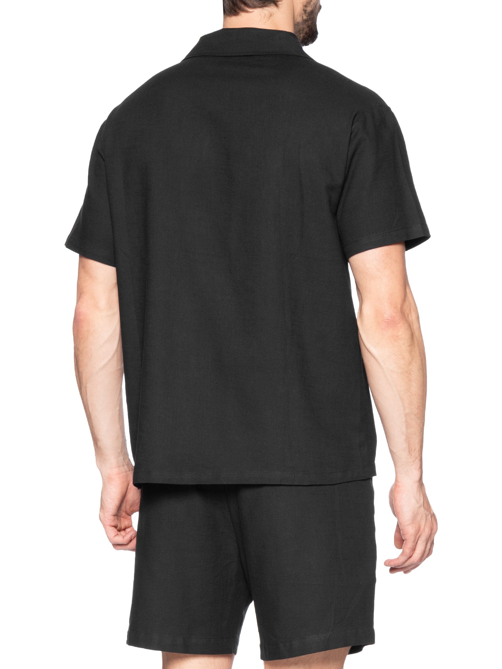 Conjunto Masculino Em Linho Misto Preto '2 Essential