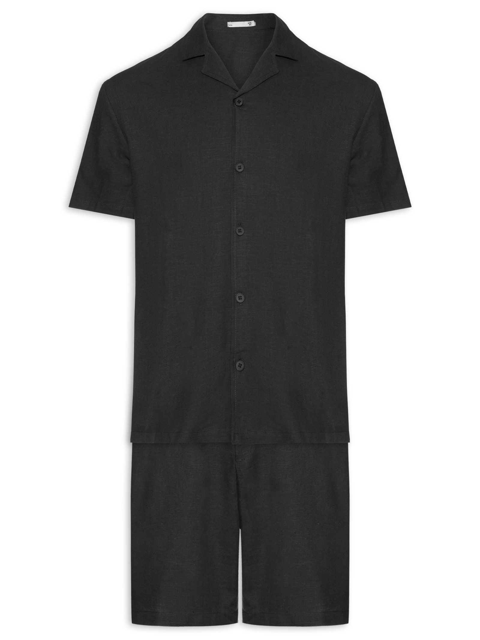 Conjunto Masculino Em Linho Misto Preto '2 Essential