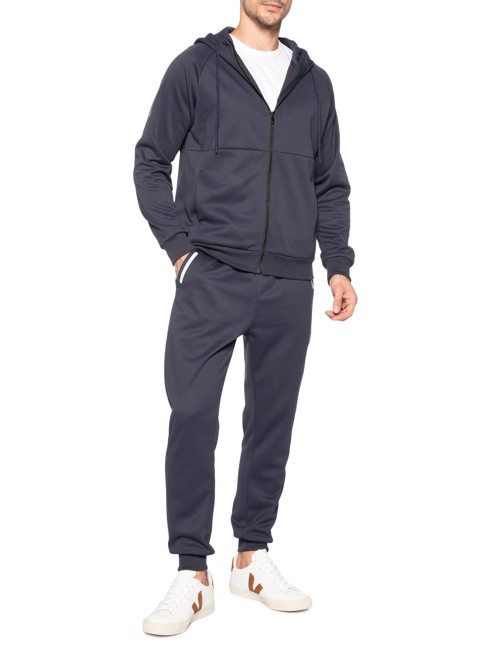 Conjunto Masculino Em Moletom Básico Azul Basiq Men