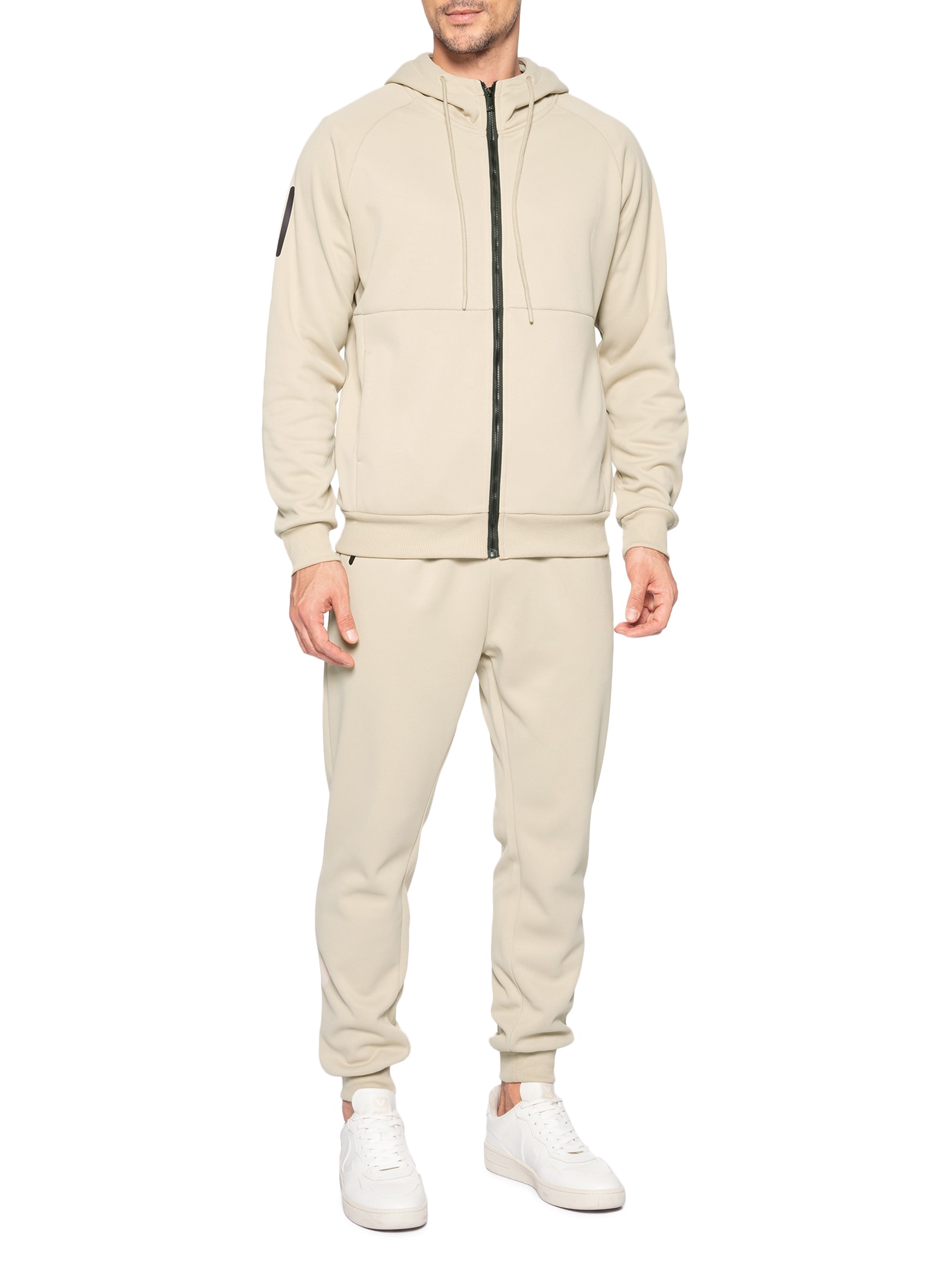 Conjunto Masculino Em Moletom Básico Bege Basiq Men