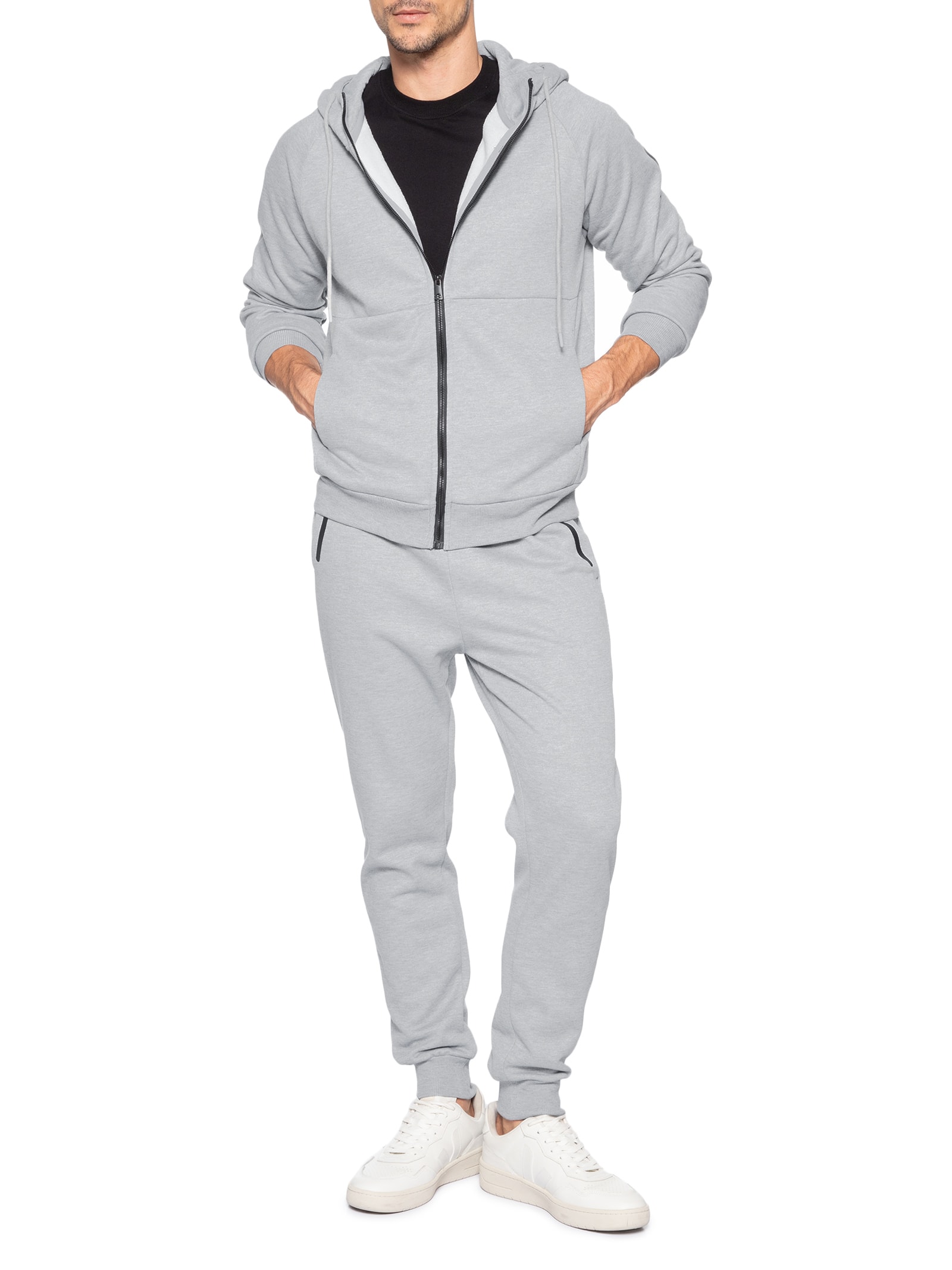 Conjunto Masculino Em Moletom Básico Cinza Basiq Men