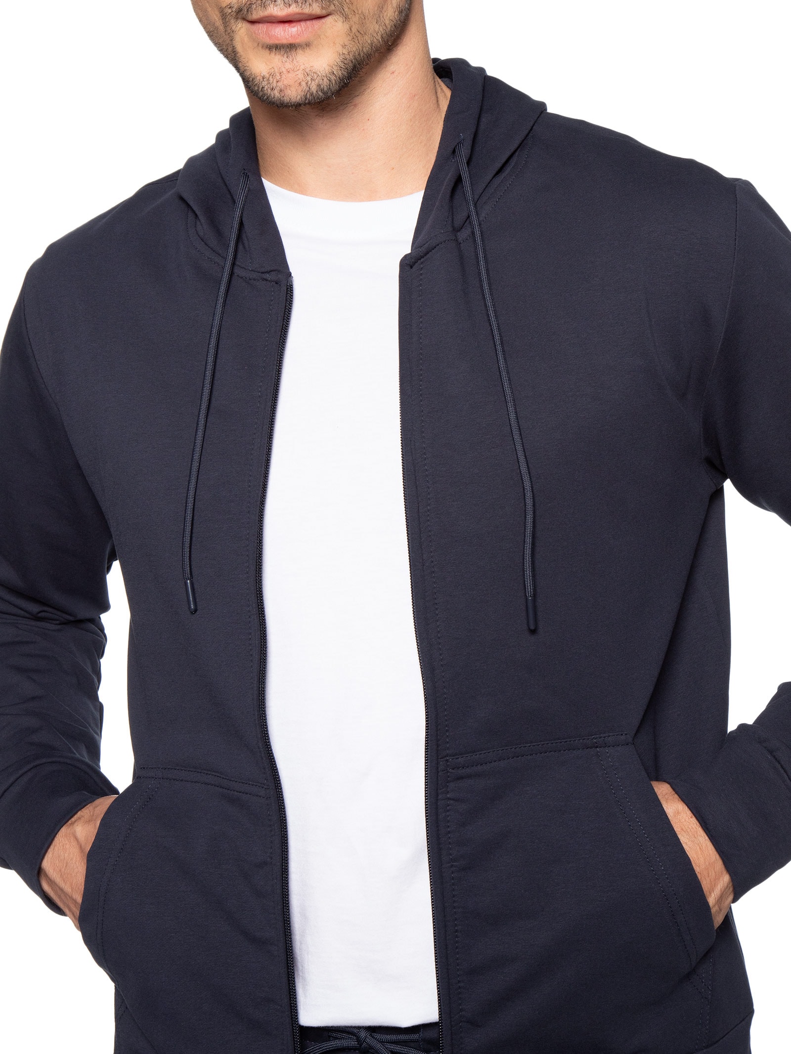 Conjunto Masculino Moletom Com Gorro Básico Azul Basiq Men