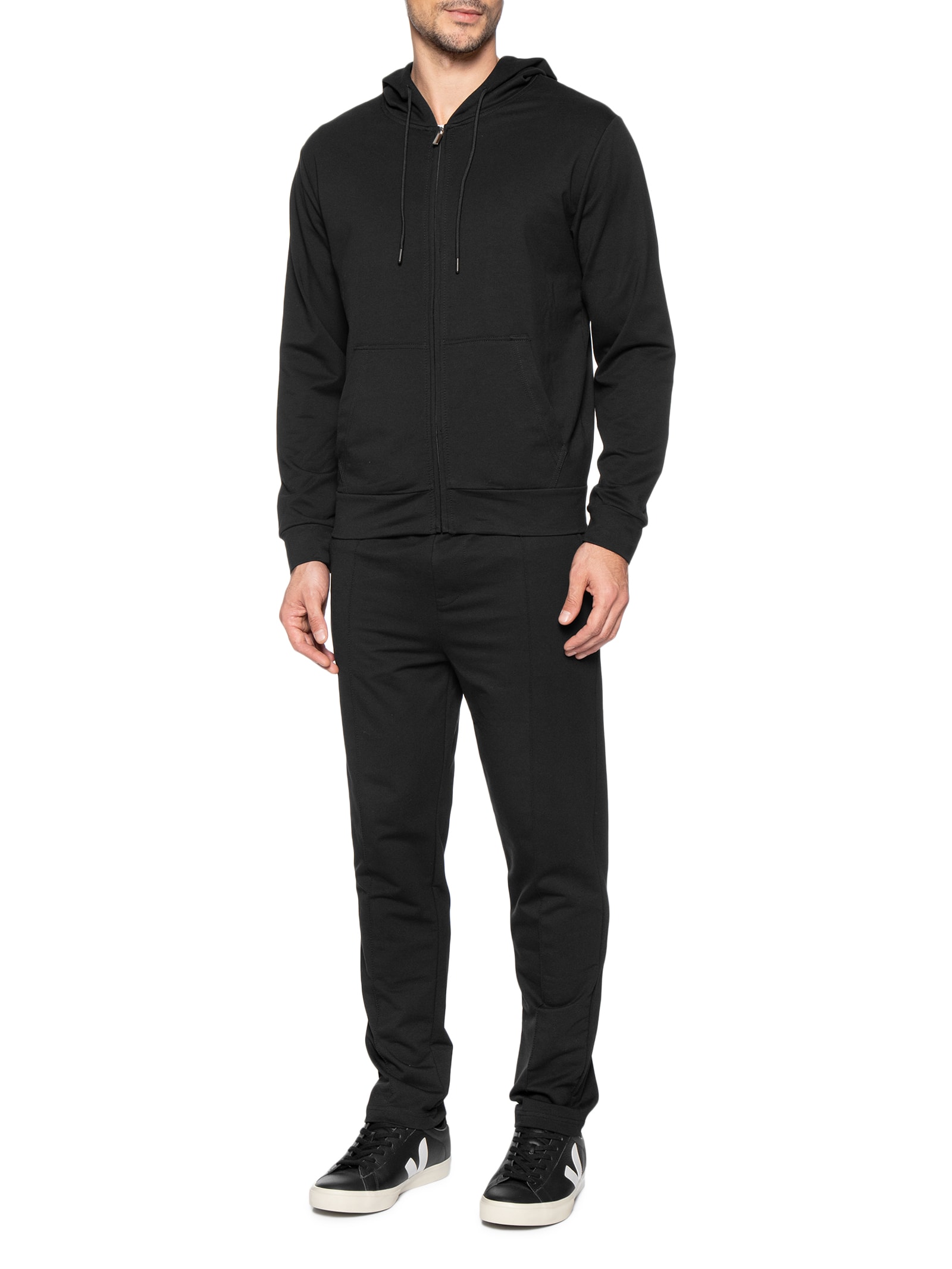 Conjunto Masculino Moletom Com Gorro Básico Preto Basiq Men