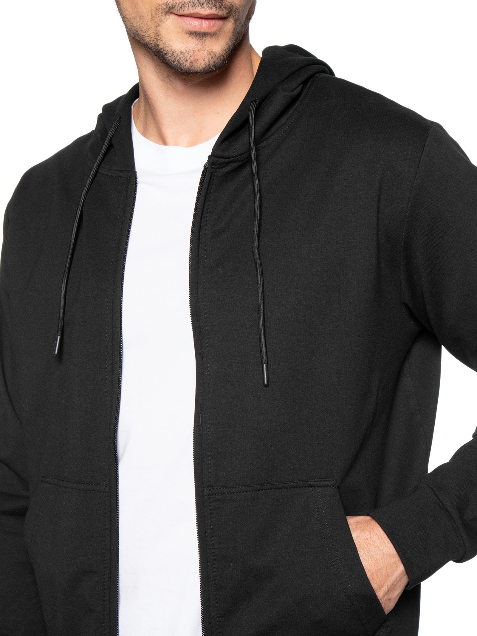 Conjunto Masculino Moletom Com Gorro Básico Preto Basiq Men