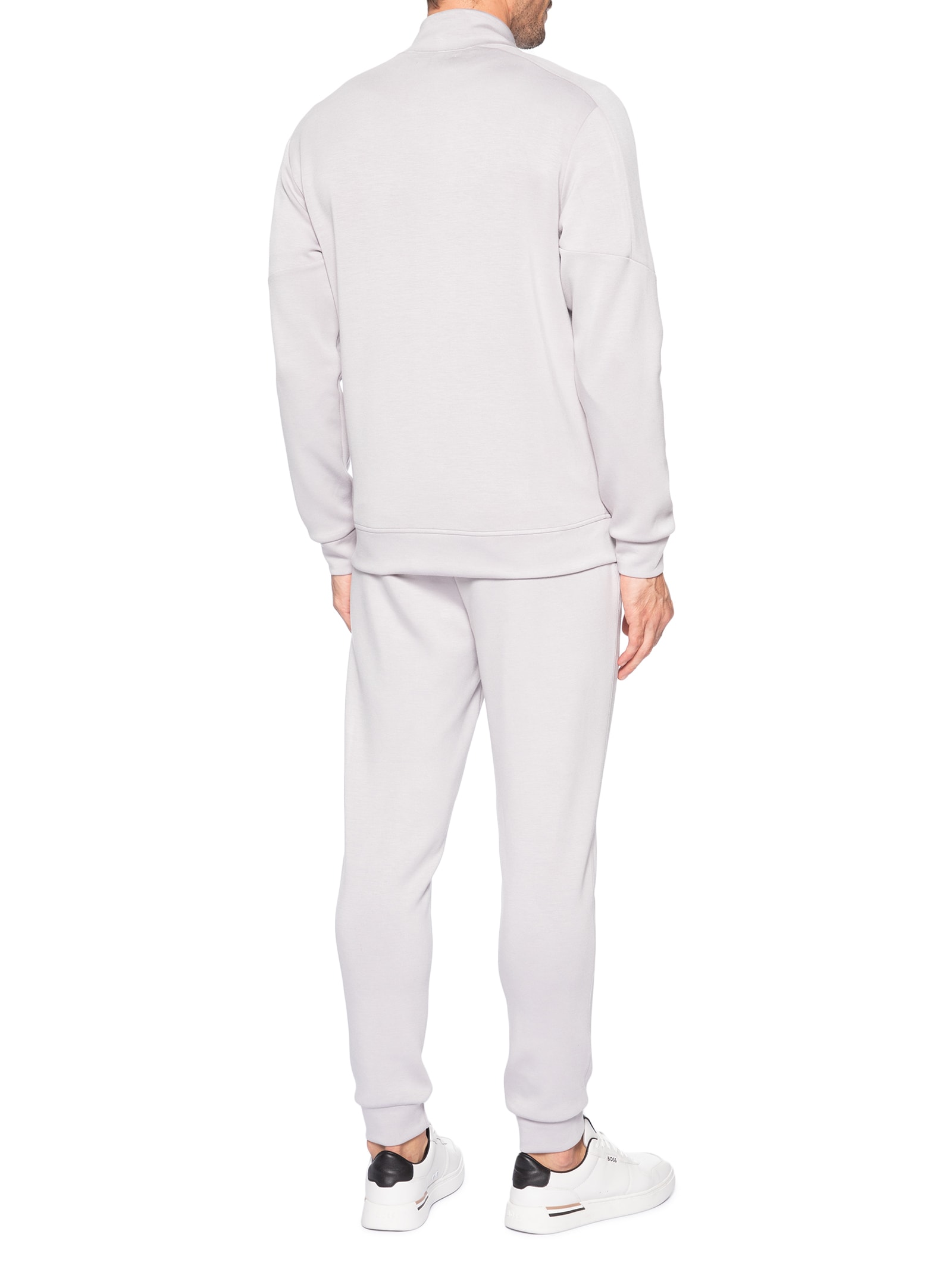 Conjunto Masculino Moletom Com Zíper Sem Capuz Cinza '2 Essential
