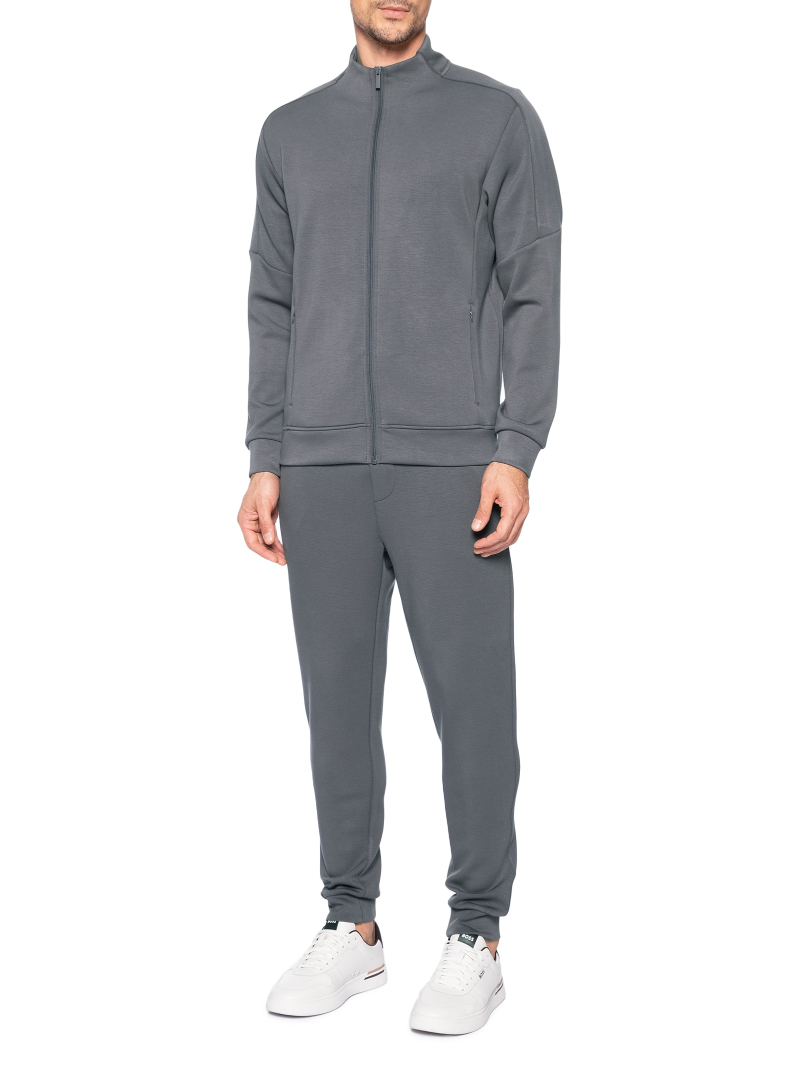 Conjunto Masculino Moletom Com Zíper Sem Gorro Cinza '2 Essential