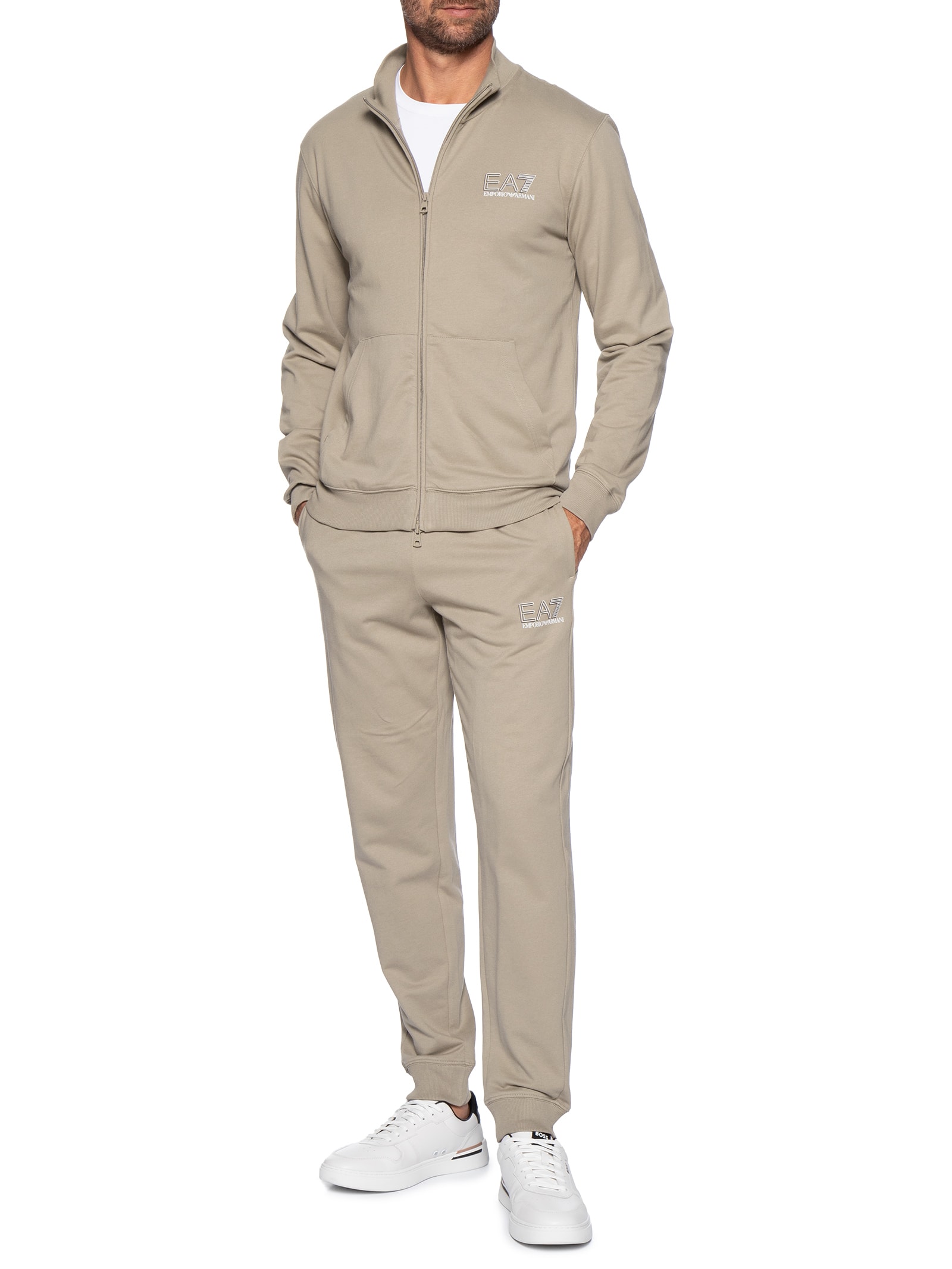 Conjunto Masculino Moletom Train Visibility Bege Ea7 Emporio Armani