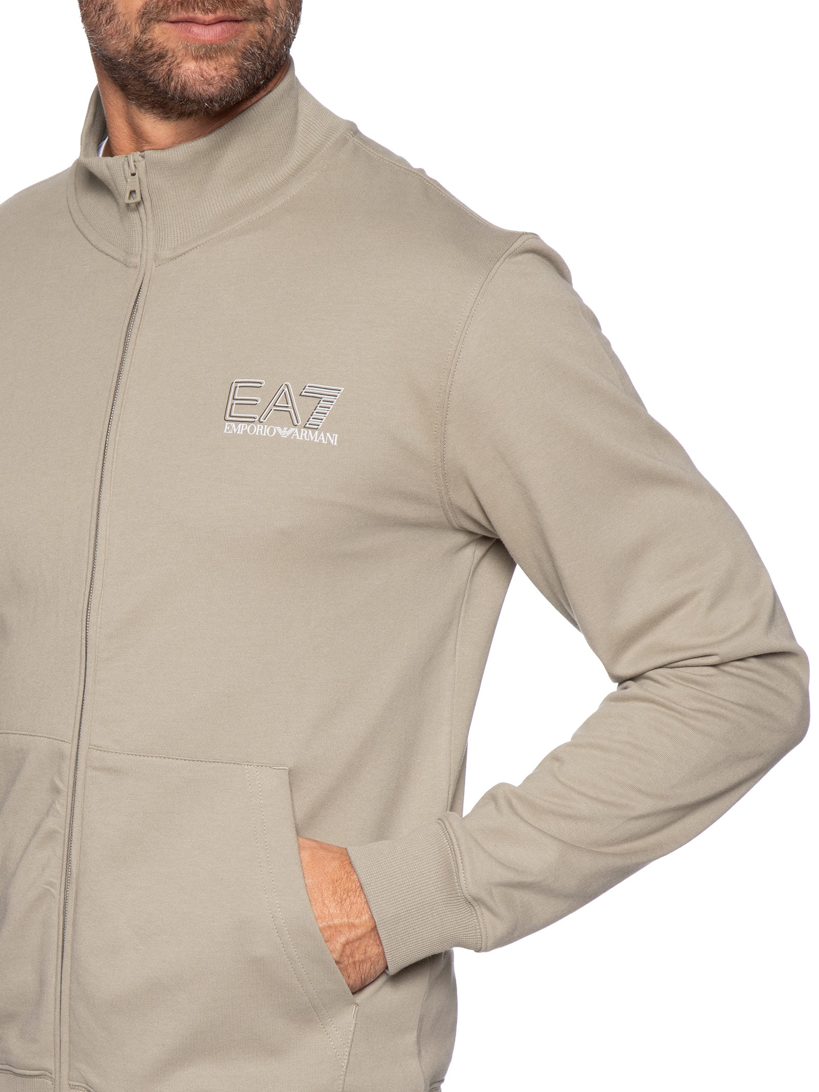 Conjunto Masculino Moletom Train Visibility Bege Ea7 Emporio Armani