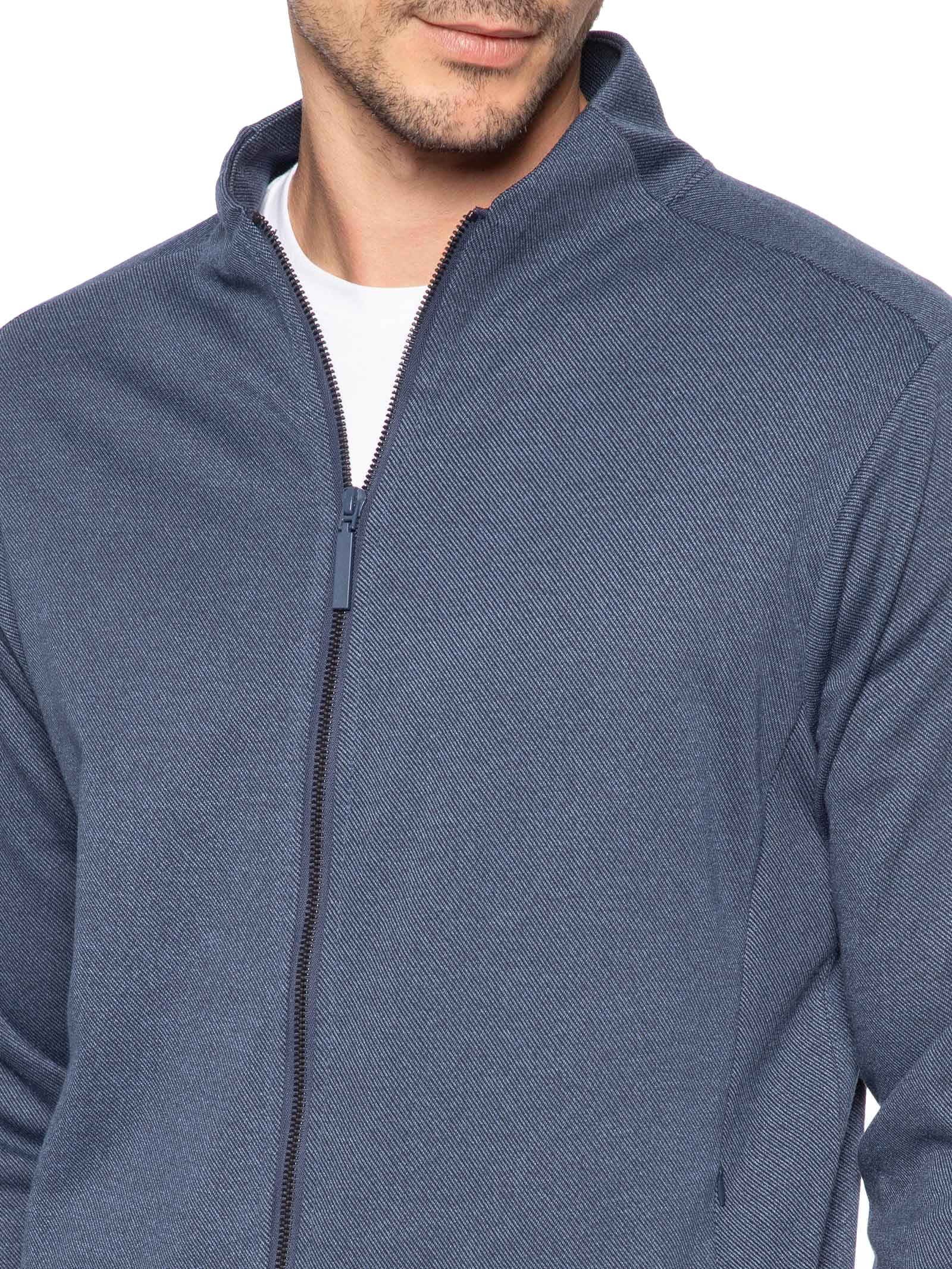 Conjunto Masculino Moletom Zíper Sem Gorro Azul '2 Essential