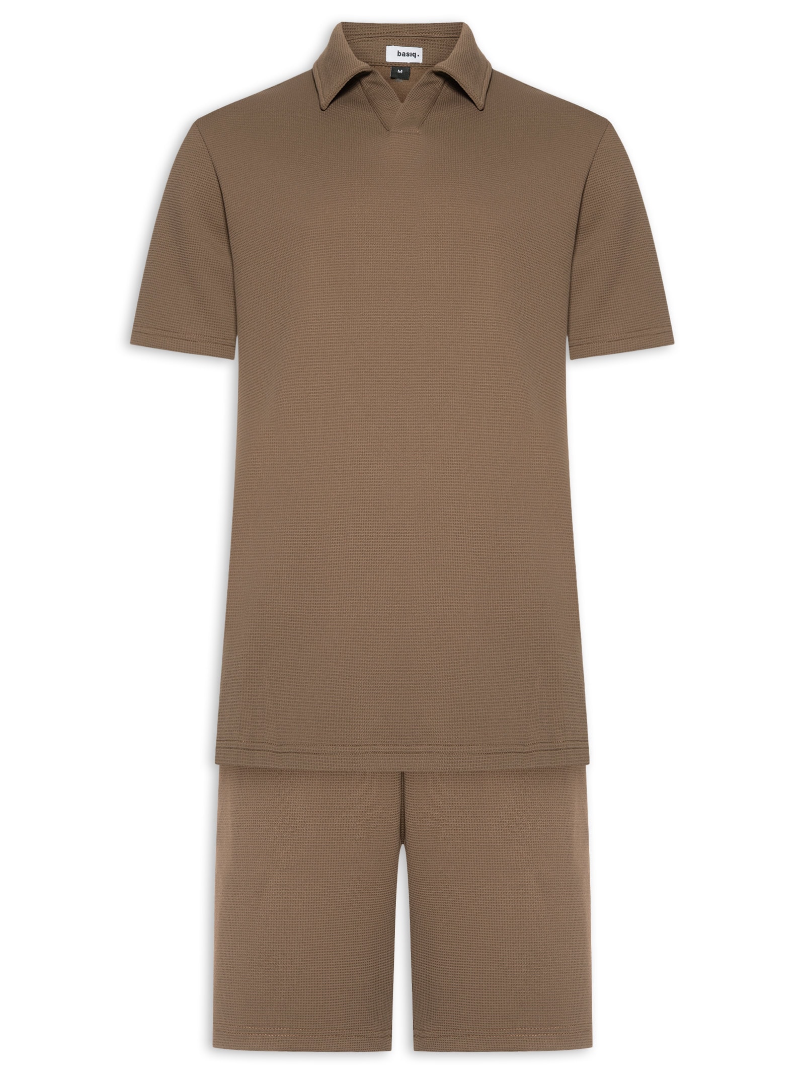 Conjunto Masculino Polo E Bermuda Marrom Basiq Men