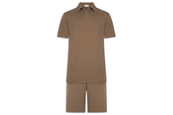 Conjunto Masculino Polo E Bermuda - Marrom