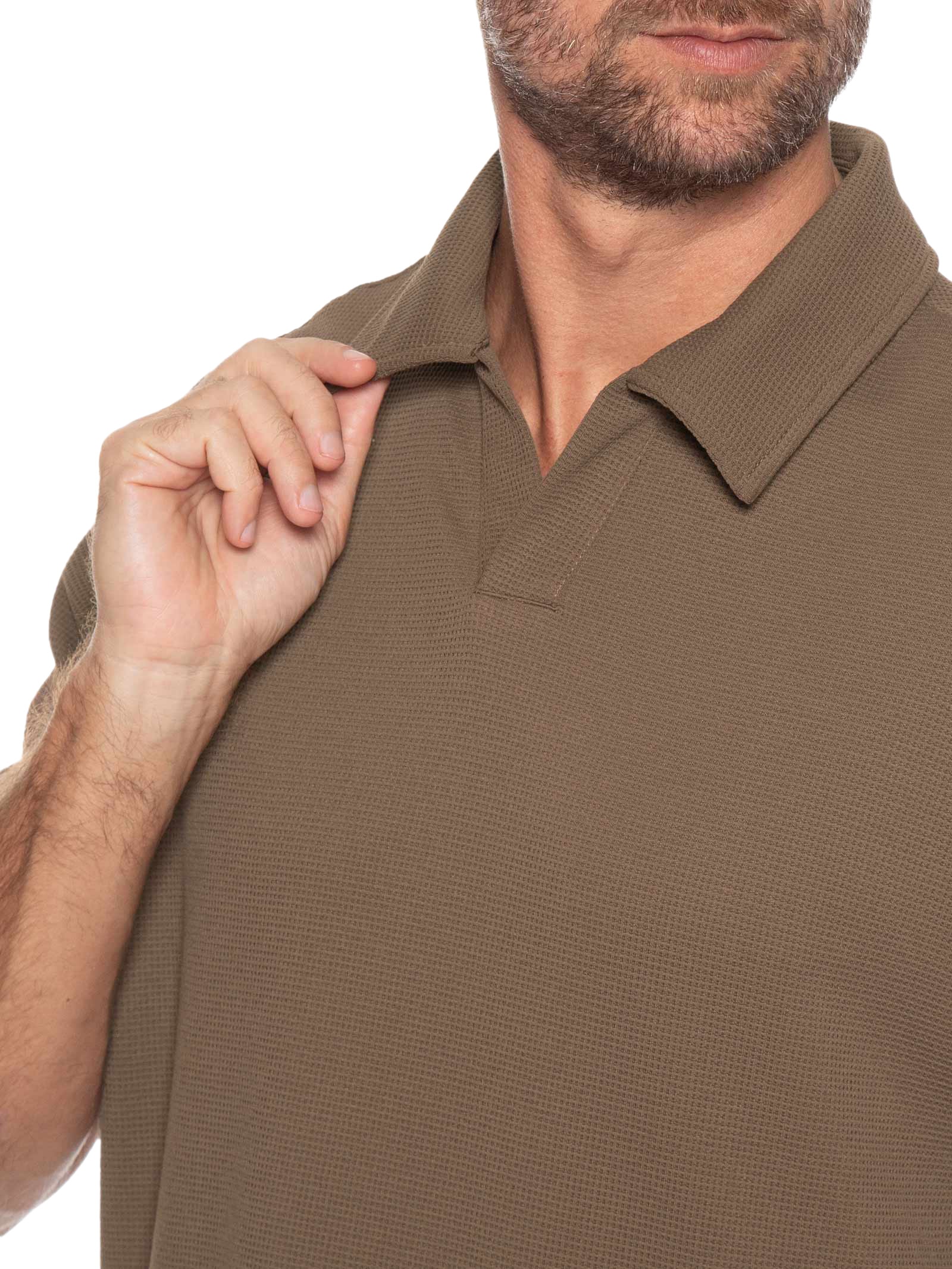 Conjunto Masculino Polo E Bermuda Marrom Basiq Men