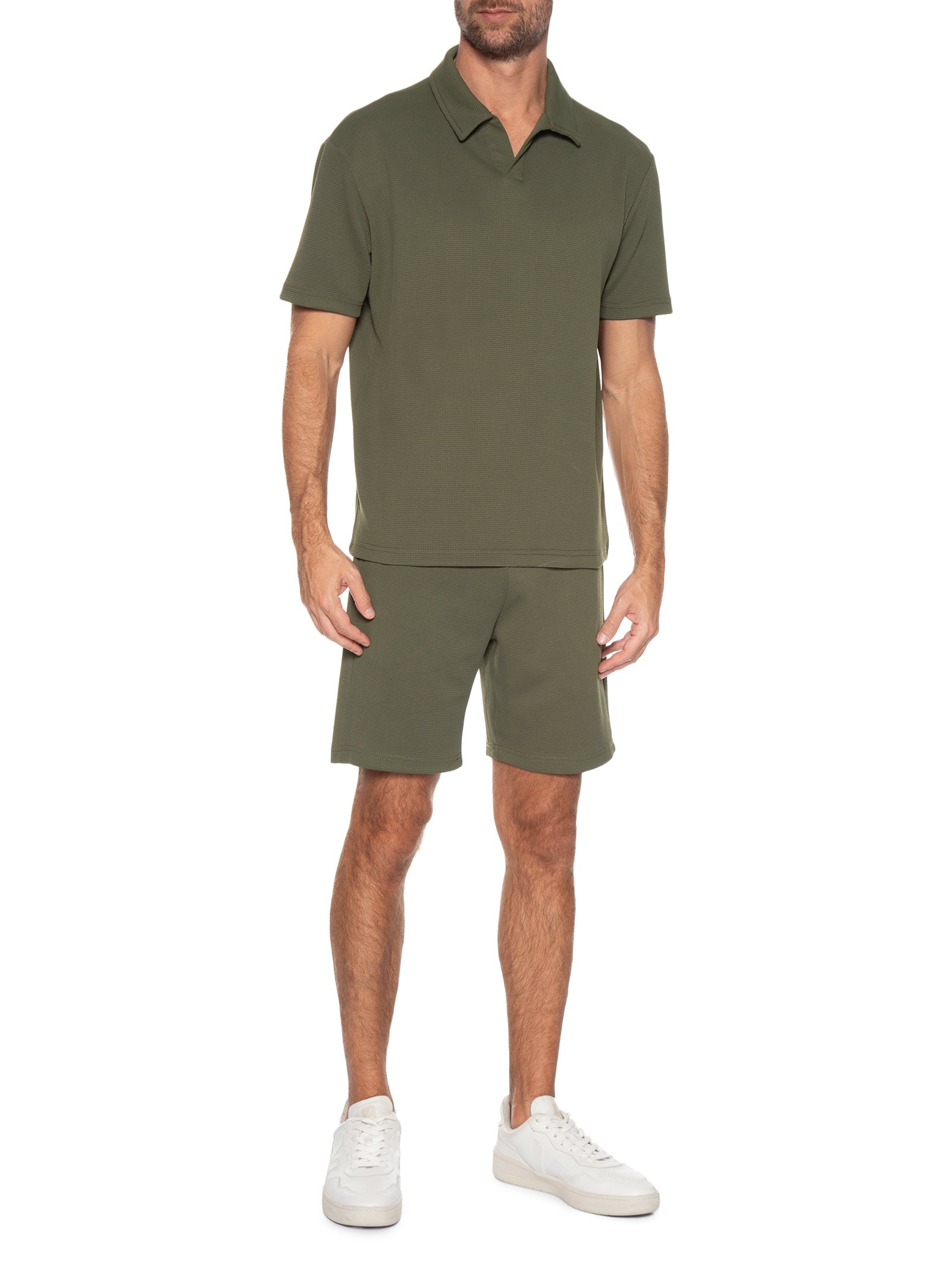 Conjunto Masculino Polo E Bermuda Verde Basiq Men
