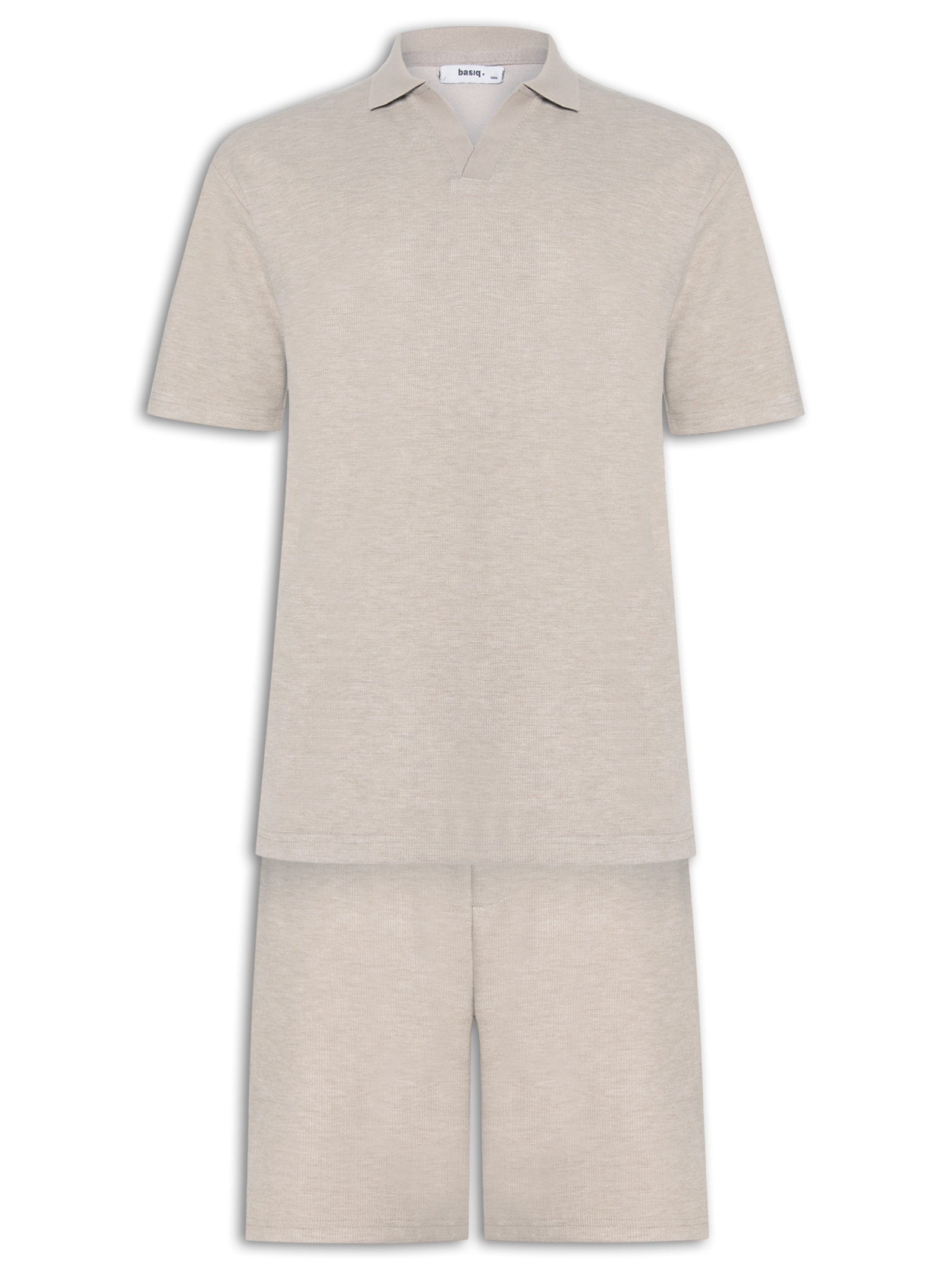 Conjunto Masculino Polo E Short Tricot Cinza Basiq Men