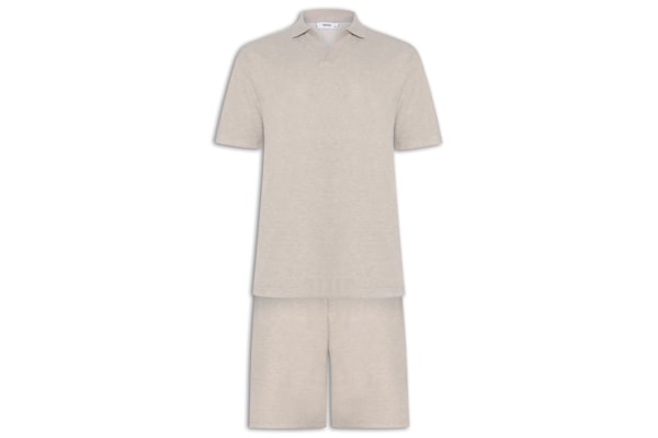 Conjunto Masculino Polo E Short Tricot - Cinza