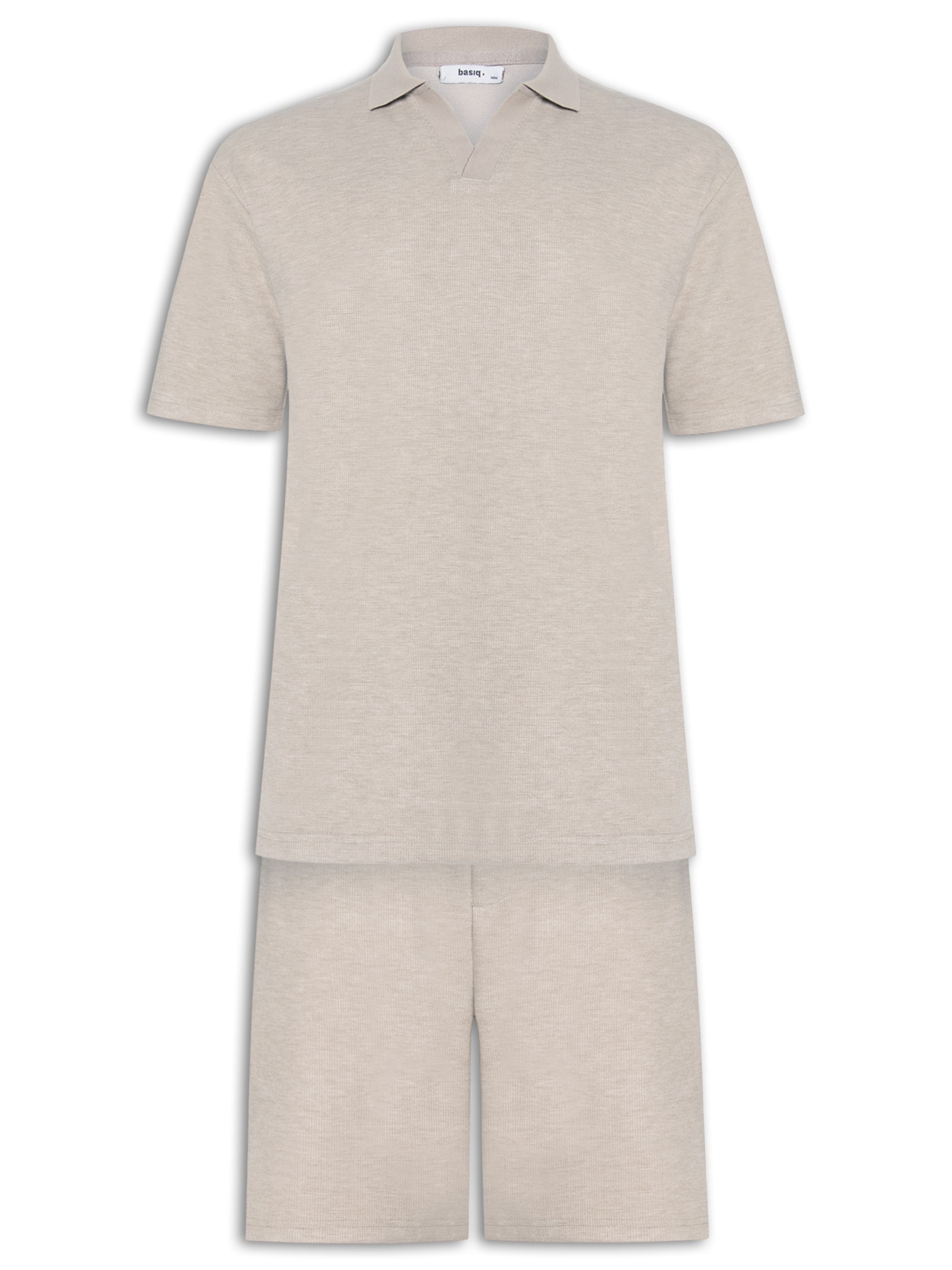 Conjunto Masculino Polo E Short Tricot Cinza Basiq Men