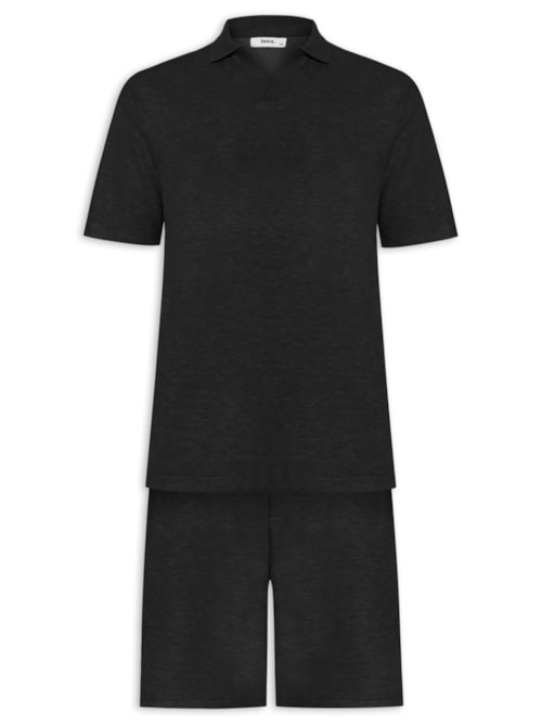 Conjunto Masculino Polo E Short Tricot – Preto