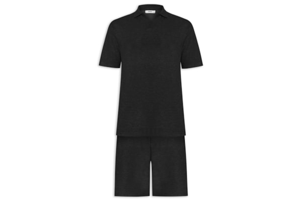 Conjunto Masculino Polo E Short Tricot - Preto