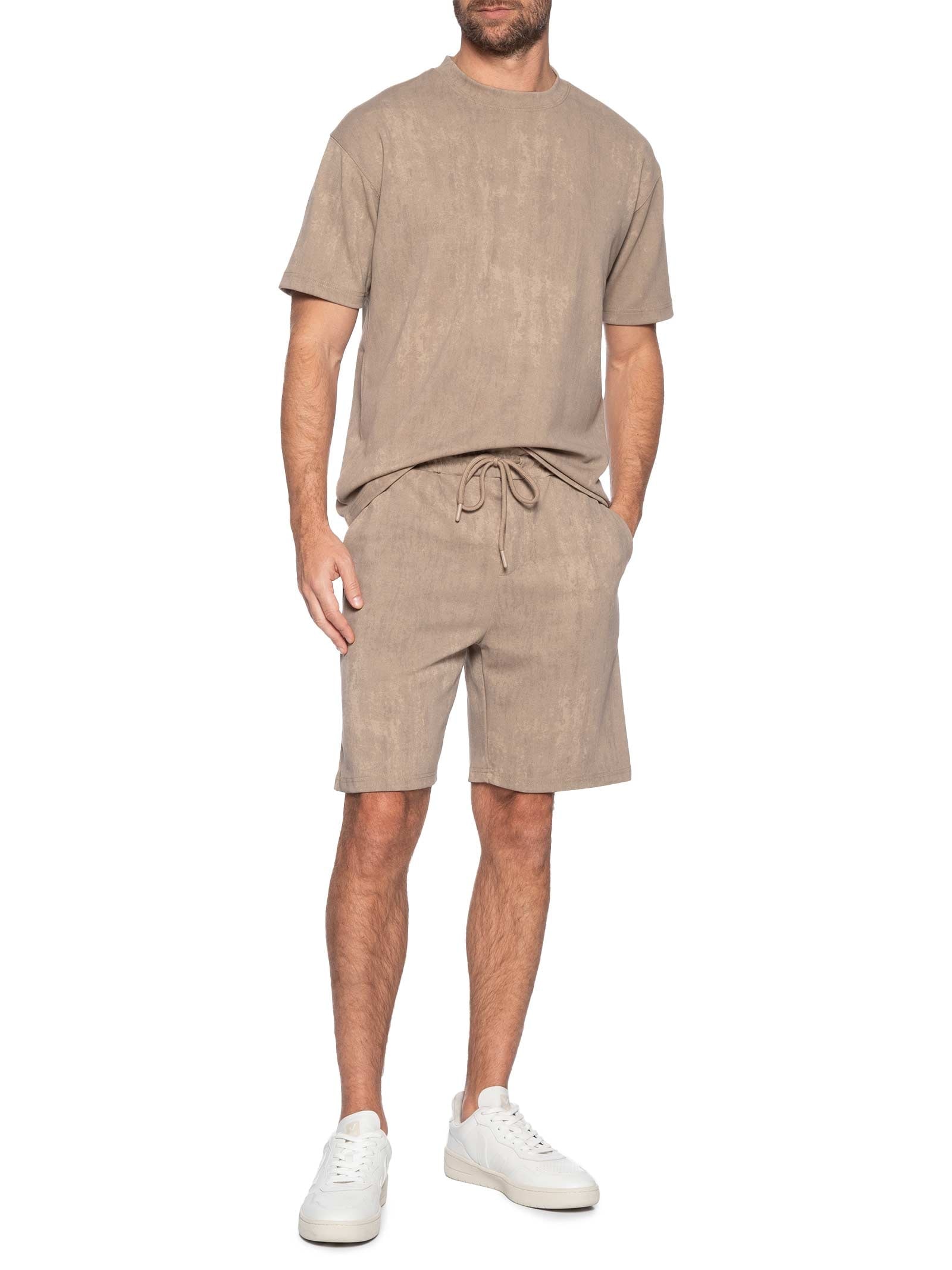 Conjunto Masculino Short E Camiseta Bege Basiq Men