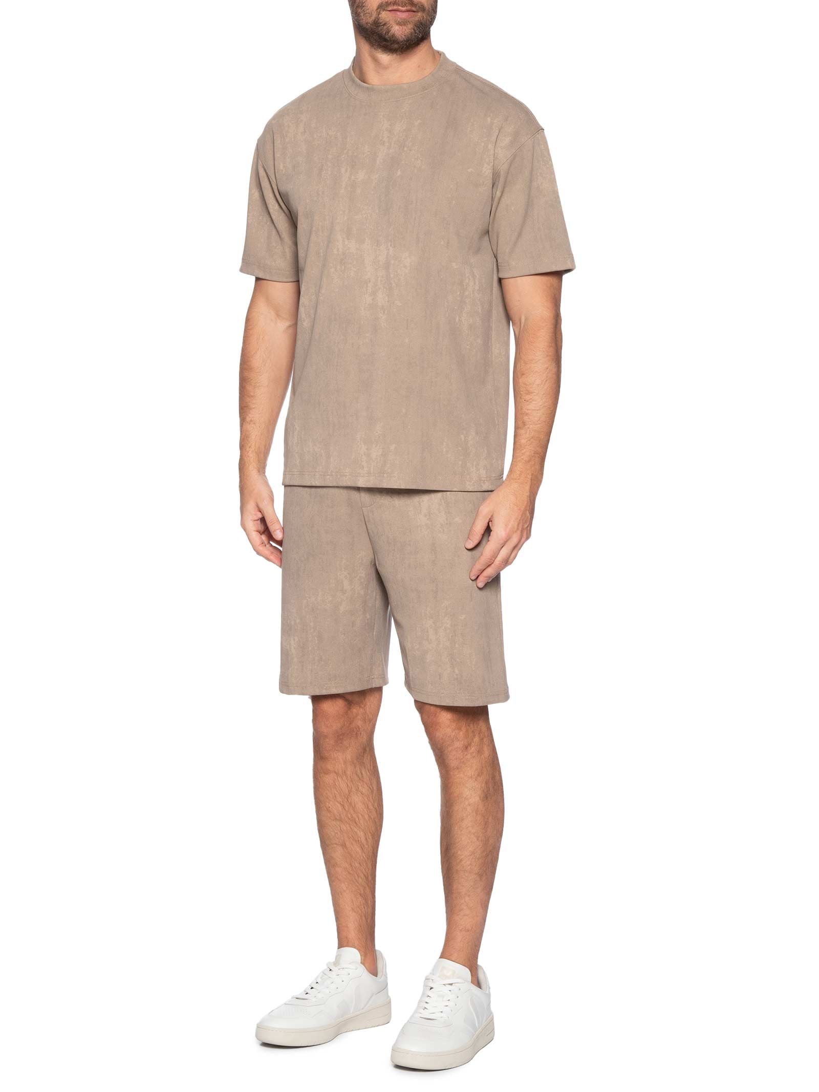 Conjunto Masculino Short E Camiseta Bege Basiq Men