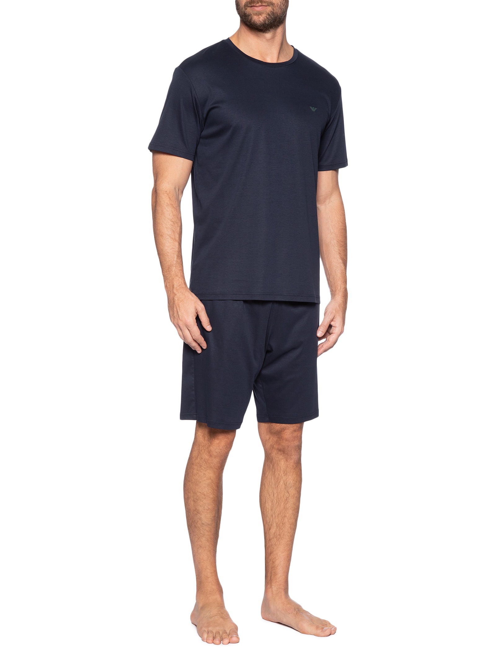 Conjunto Masculino Sleepwear Malha Curto Azul Emporio Armani Bodywear