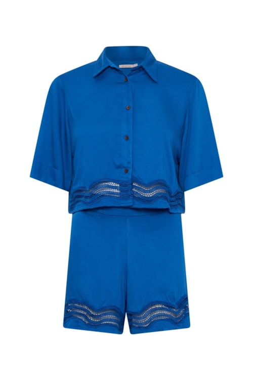 Conjunto Shorts Com Camiseta Com Guipuire - Azul