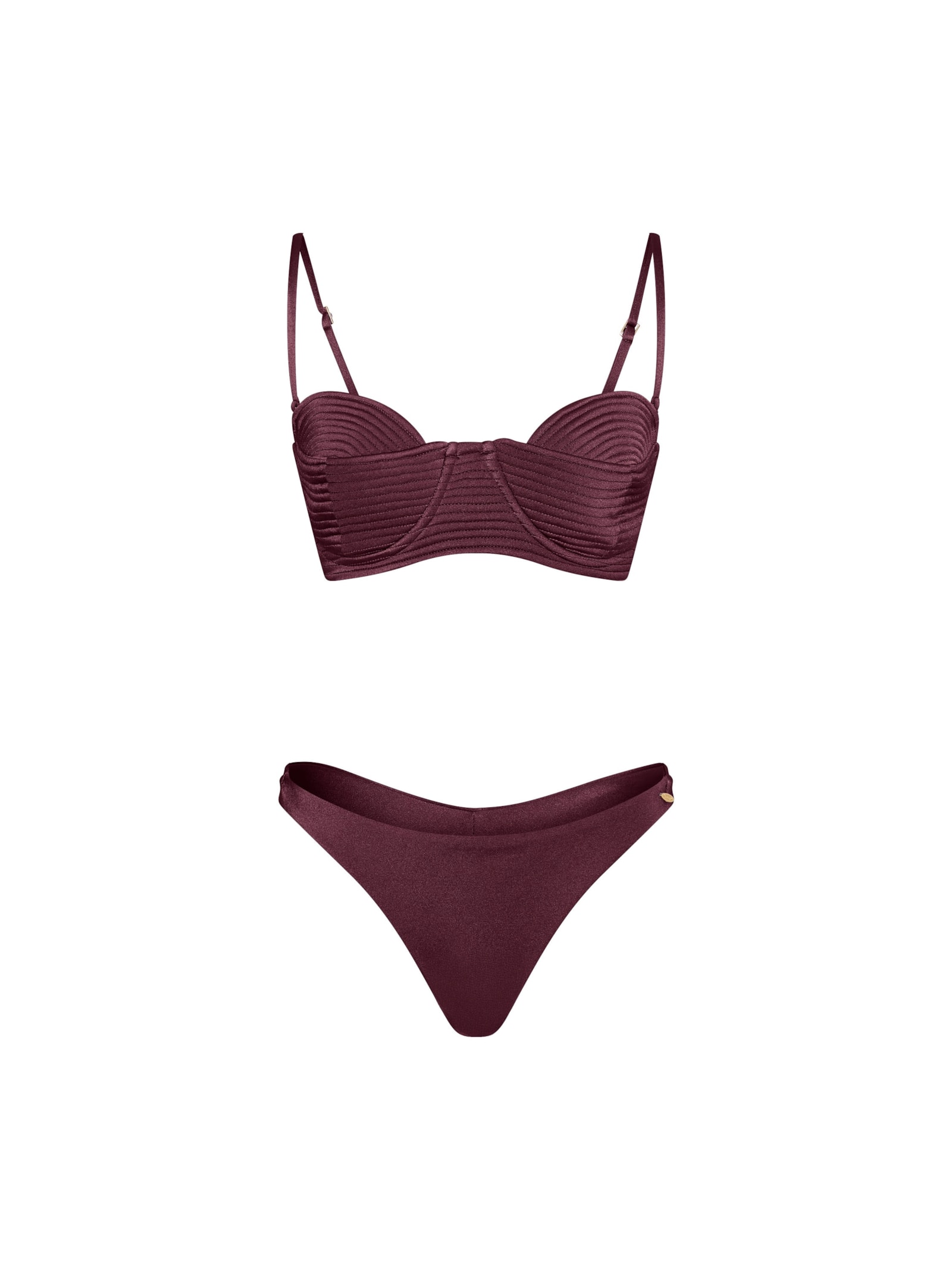Conjunto Top Em Matelassê E Calcinha Mia Orla Cabernet Vermelho Suntime
