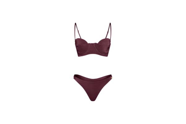 Conjunto Top Em Matelassê E Calcinha Mia Orla Cabernet - Vermelho