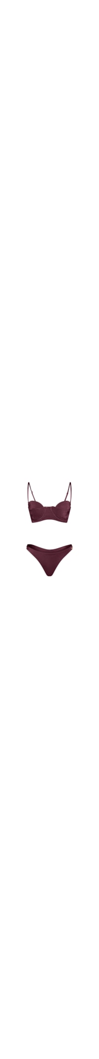 Conjunto Top Em Matelassê E Calcinha Mia Orla Cabernet - Vermelho