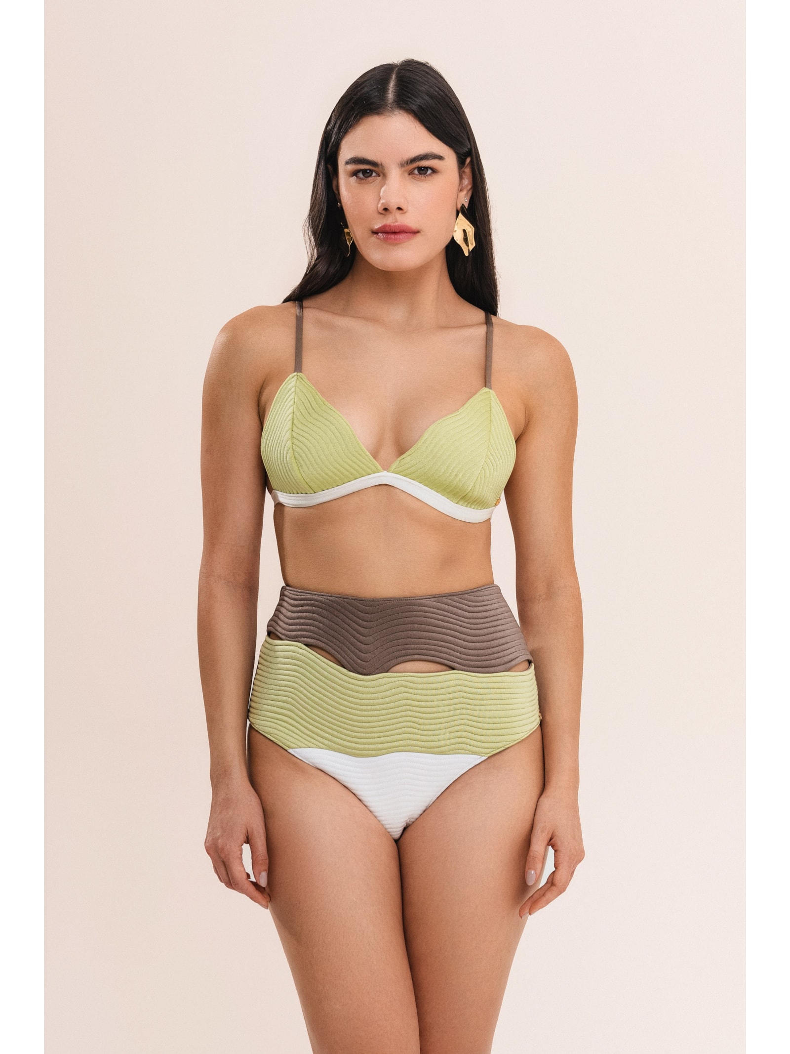 Conjunto Top Triângulo E Calcinha Hot Pant Maat Pistache Suntime