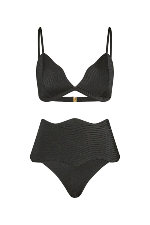 Conjunto Top Triângulo E Calcinha Maxi Maat - Preto