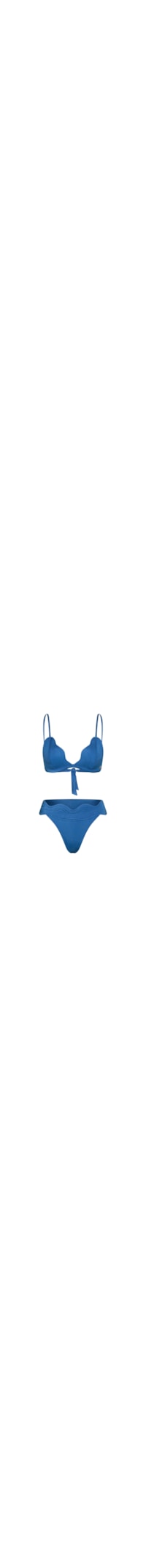 Conjunto Top Triângulo E Calcinha Midi Em Matelassê Orla - Azul