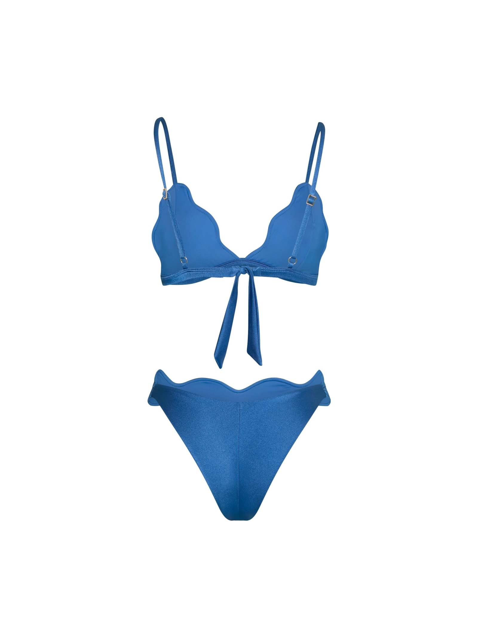 Conjunto Top Triângulo E Calcinha Midi Em Matelassê Orla Azul Suntime