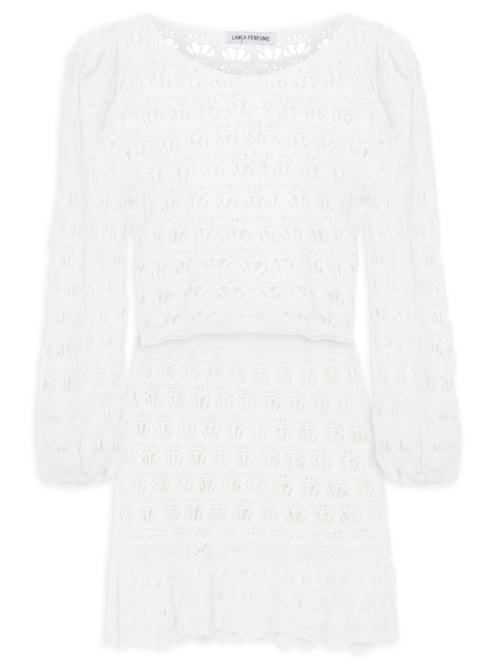 Conjunto Tricot Blusa + Saia - Off White